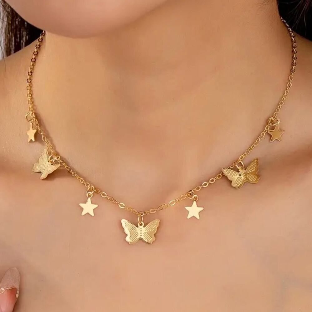 Butterfly and Star Pendent Necklace